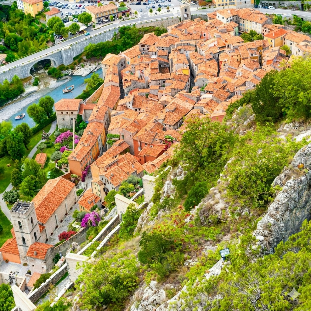 Entrevaux medieval village in Provence near Nice visited with the Train des Pignes scenic excursion from Nice French Riviera mountain village