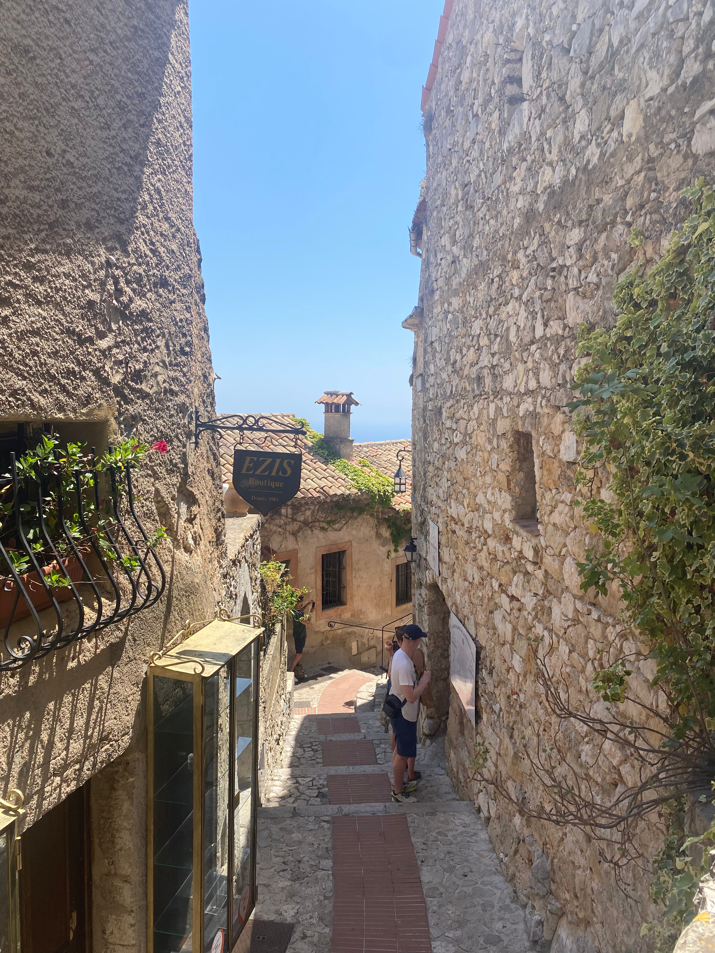 Traditional stone street in Eze village on the French Riviera during a day trip from Nice