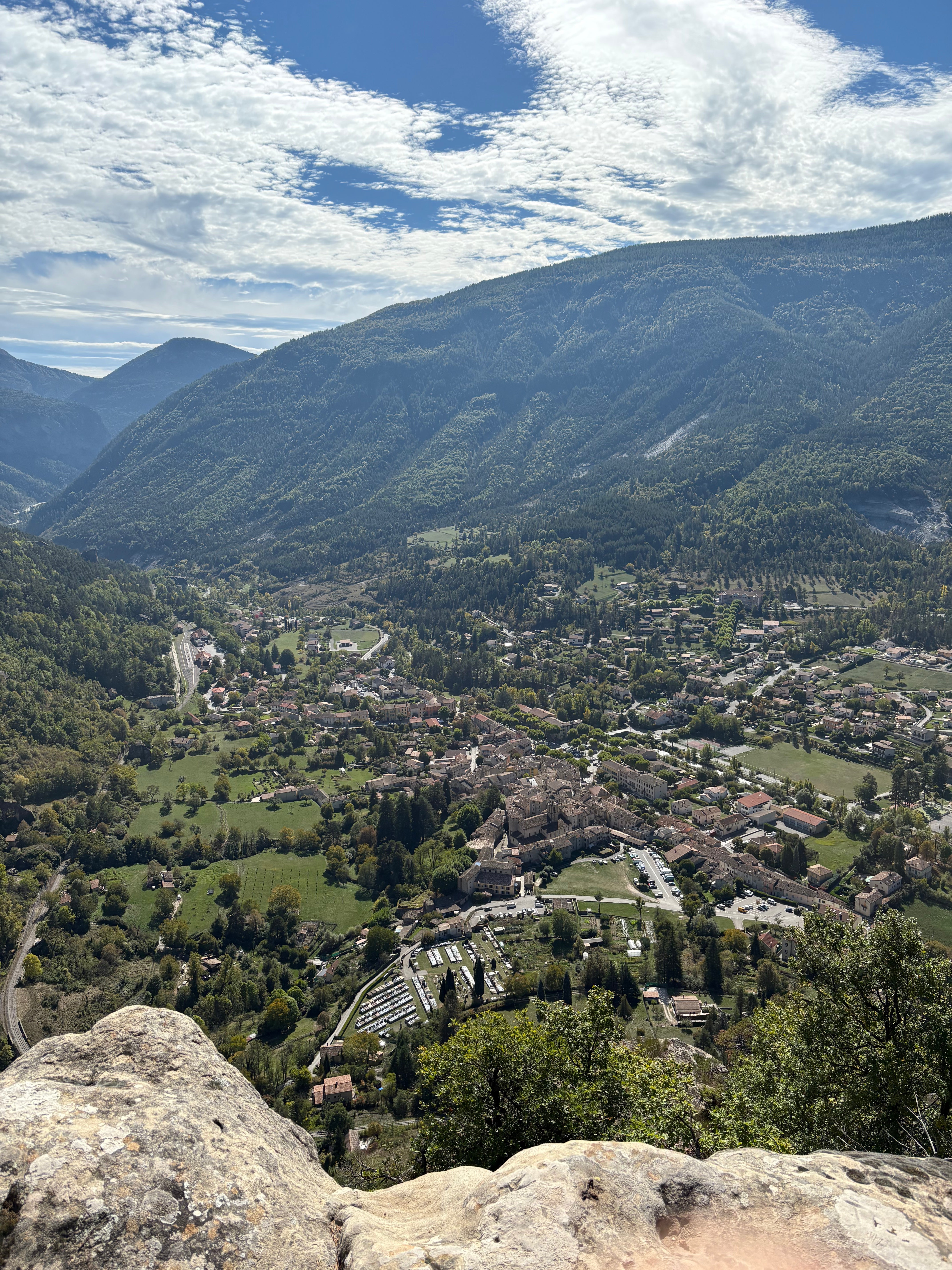 Panoramic view of a mountain village in the Provence Alps countryside during a scenic excursion from Nice French Riviera nature landscape