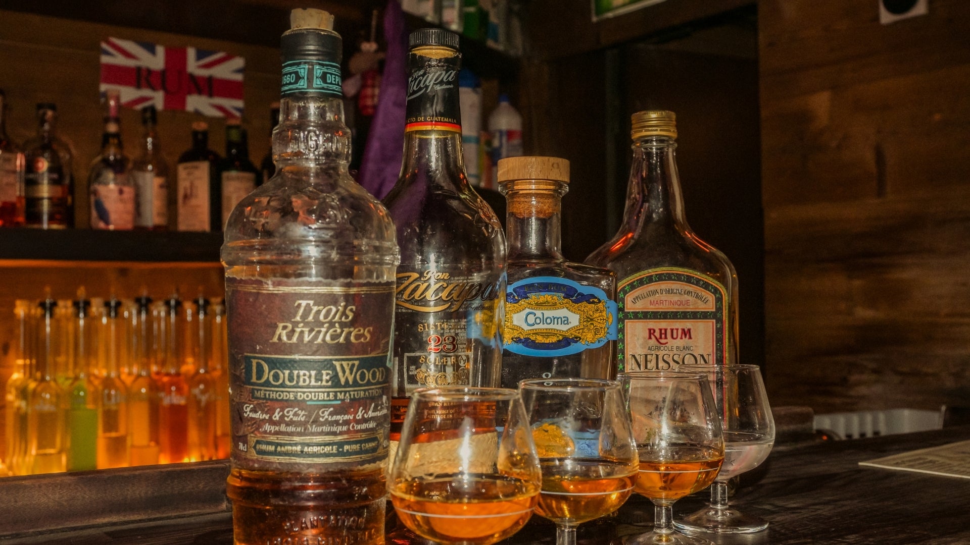Rum tasting in Nice Old Town with Caribbean rum selection and tasting glasses during a premium spirits experience on the French Riviera.