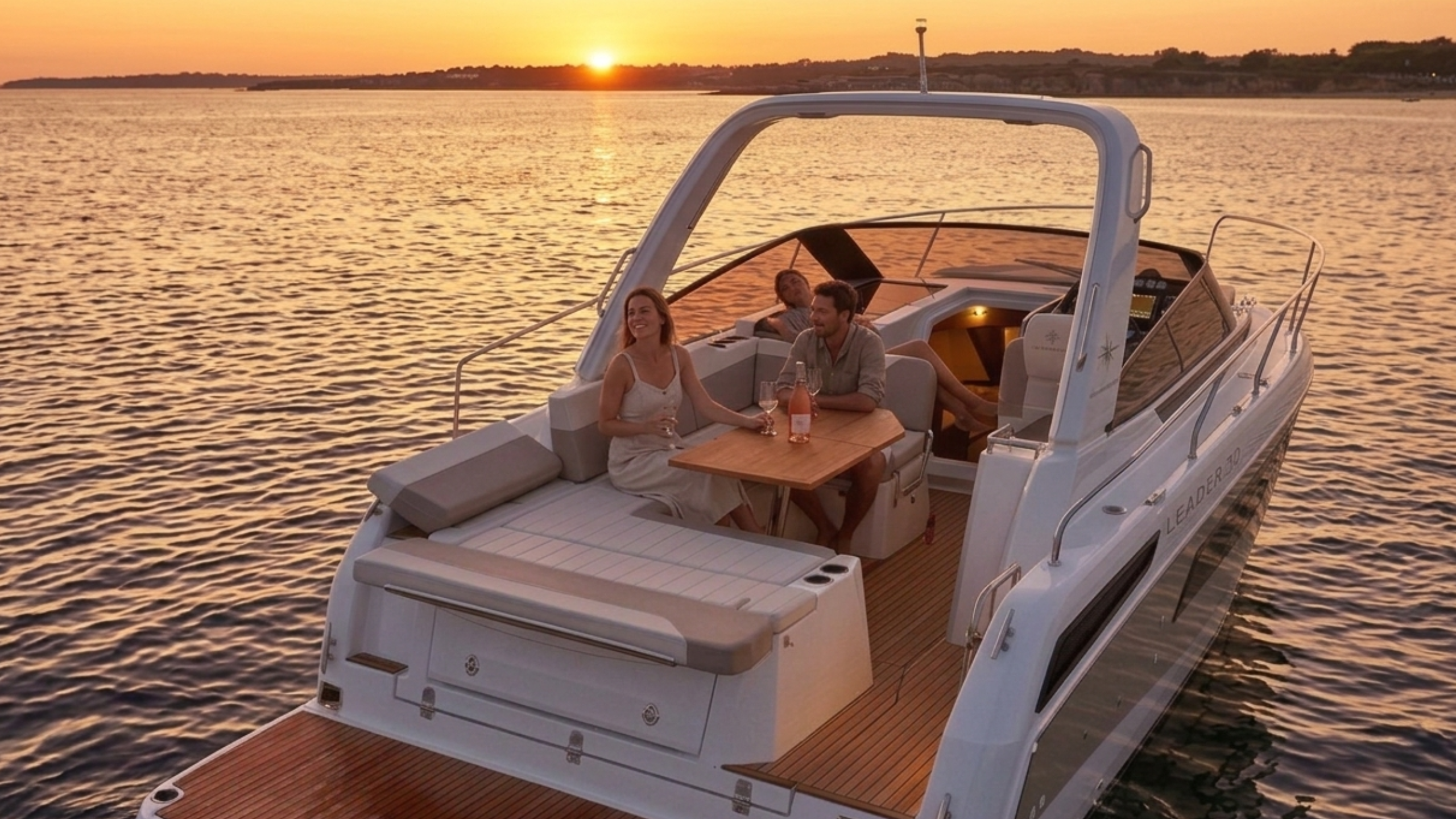 Couple enjoying sunset on a boat in Nice France Mediterranean Sea French Riviera luxury boat experience romantic sea excursion Côte d’Azur travel activity Nice tourism