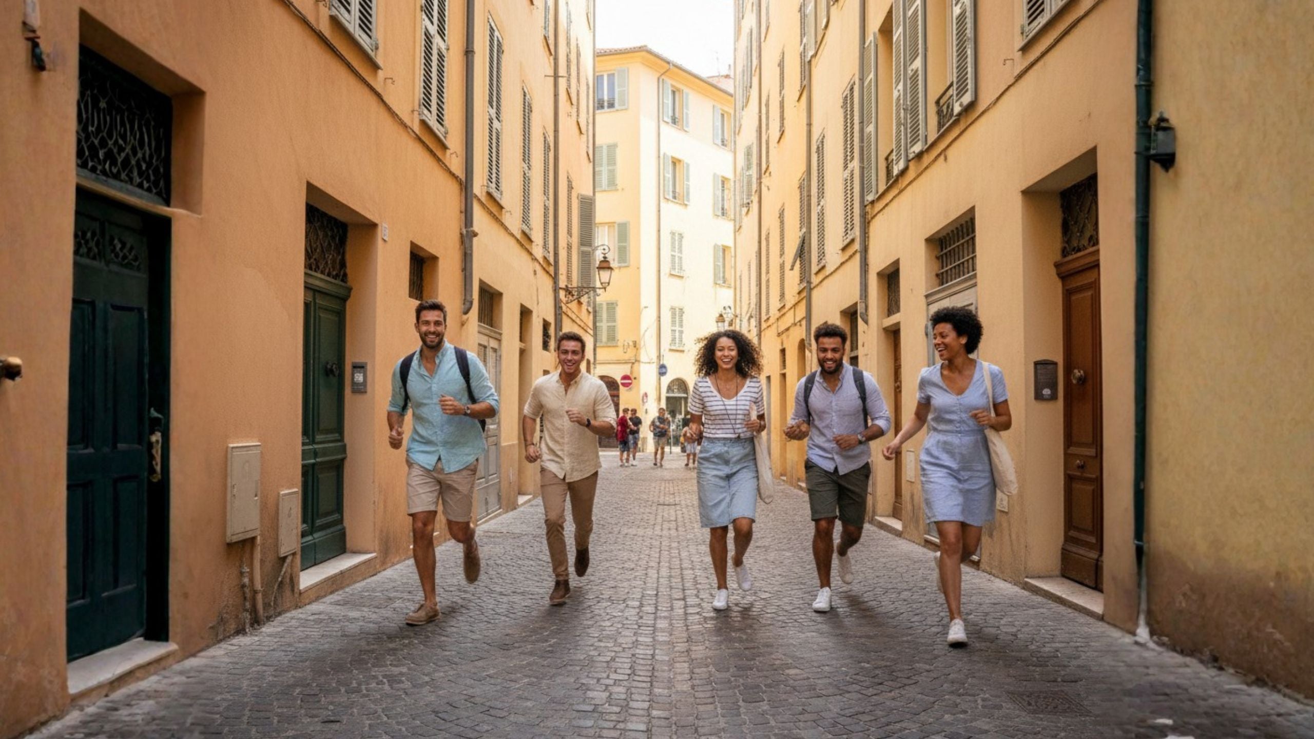 Team collaboration activity in Nice old town